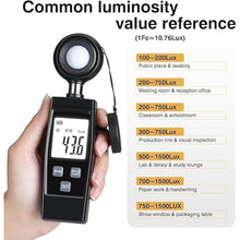Load image into Gallery viewer, Light Meter, Handheld Lux Meter for Photography Grow Plants Led, Digital Photometer Illuminance Meter Range up to 200,000 Lux, Photo Illuminance Sensor with MAX/MIN Data Hold
