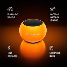 Load image into Gallery viewer, U Mini Speaker | Glow in Dark | Stylish Tiny Portable Wireless Bluetooth 5.0 | Built-in Mic &amp; Remote Shutter | Perfect Speaker for Parties, Travel! Mini Device, Rich Sound | Glow Orange
