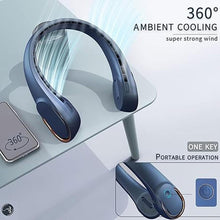 Load image into Gallery viewer, Neck Fan, USB Rechargeable Personal Fan, 4000 mAh Battery Operated, 3 Speeds Adjustable, Faster Cooling, Ultra Quiet, Suitable for Home, Office, Travel, Sports
