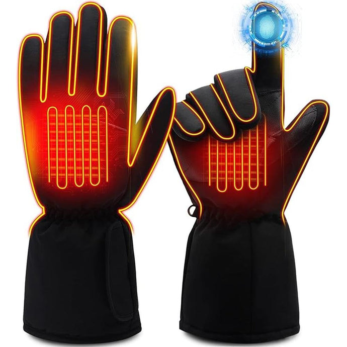 Electric Heated Gloves - Waterproof Touchscreen Thin Thermal Winter Hand Warmers, Battery Powered Ski Gloves for Men & Women (Large)