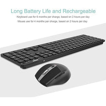 Load image into Gallery viewer, Arteck 2.4G Wireless Keyboard and Mouse Combo Ultra Slim Full Size Keyboard Keyboard and Ergonomic Mice for Computer Desktop PC Laptop and Windows 11/10/8/7 Build in USB-C Rechargeable Battery
