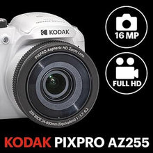 Load image into Gallery viewer, KODAK PIXPRO AZ255-WH 16MP Digital Camera 25X Optical Zoom 24mm Wide Angle Lens Optical Image Stabilization 1080P Full HD Video 3&quot; LCD Vlogging Camera (White)
