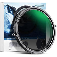 Load image into Gallery viewer, NEEWER 2 in 1 82mm Variable ND Filter ND2–ND32&amp;CPL Filter(Circular Polarizer Filter) No X Cross/30 Layer Nano Coated/HD Optical Glass/Ultra Slim Aluminum Alloy Frame/Water Repellent/Scratch Resistant
