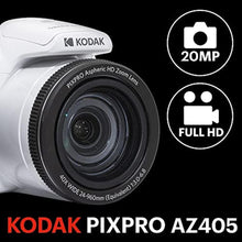 Load image into Gallery viewer, KODAK PIXPRO AZ405-WH 20MP Digital Camera 40X Optical Zoom 24mm Wide Angle Lens Optical Image Stabilization 1080P Full HD Video 3&quot; LCD Vlogging Camera (White), Full Frame
