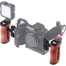 Load image into Gallery viewer, Foto4easy Universal Camera Wooden Side Handle,Adjustable Up and Down Side Handle Grip with 1/4"-20 Screw Hole and Cold Shoe Mount for DSLR Camera Cage and Camnera Accessories
