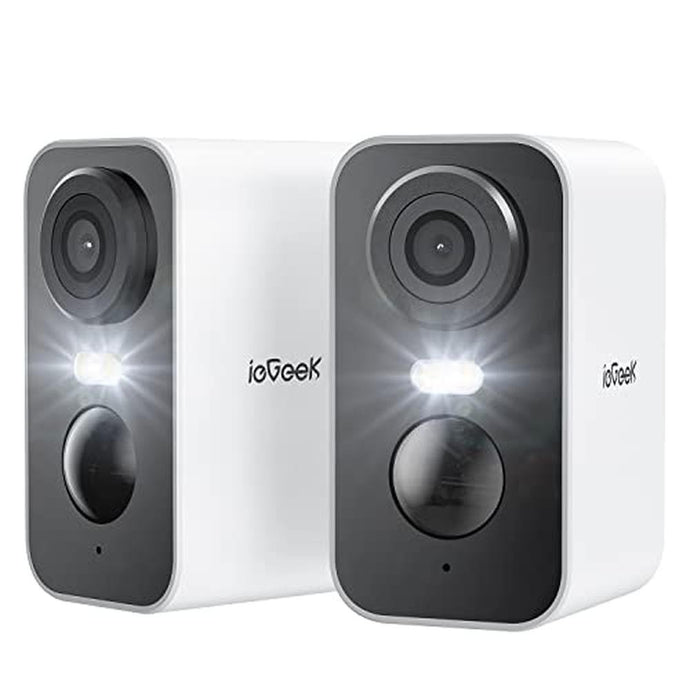 ieGeek Security Cameras Wireless Outdoor 2-Pack, 2K WiFi Surveillance Camera for Home Security, Battery Powered Security Cameras with Siren & Spotlight, AI Detection, App for Phone, IP65 Waterproof