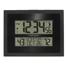 Load image into Gallery viewer, La Crosse Technology 513-75624-INT Digital Atomic Clock with Outdoor Temperature and Moon Phase,Black
