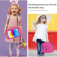 Load image into Gallery viewer, LTROP Compatible for iPad 10th Generation(10.9 Inch) 2022, Case for iPad Gen 10 10.9 Inch with Shoulder Strap, Shockproof Durable Handle Kickstand Bumper Case for iPad 10th Generation, Hot Pink
