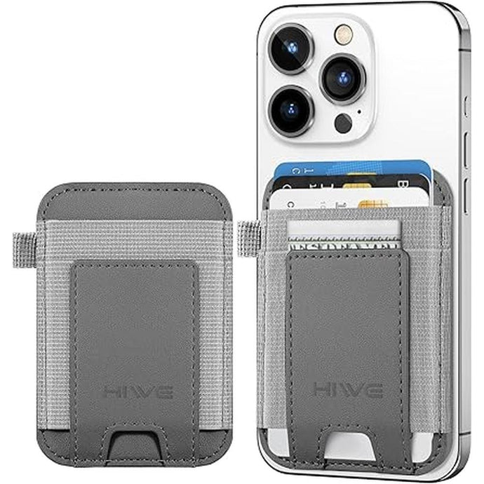 HiWe for Magsafe Wallet, New-Upgrade Magnetic Card Wallet Holder, Leather Magnetic Wallet with Powerful Magnet for iPhone 16/16 Pro/15/14/13/12 Series, Fits 7 Cards, RFID Blocking, Gray
