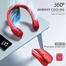 Load image into Gallery viewer, Portable Neck Fan, Bladeless Neck Fan, USB Rechargeable Personal Fan, 4000 mAh Battery Operated Fan, 3 Speeds Adjustable,Faster Cooling, Ultra Quiet, Suitable for Home, Office, Sports
