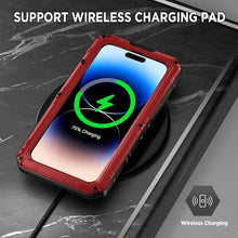 Load image into Gallery viewer, Beasyjoy Waterproof Case for iPhone 14 Pro, Metal Full Body Sealed Phone Case with Built-in Screen Protector, Military Grade Heavy Duty Defender Armor Shockproof Rugged Case 6.1 Inch, Red
