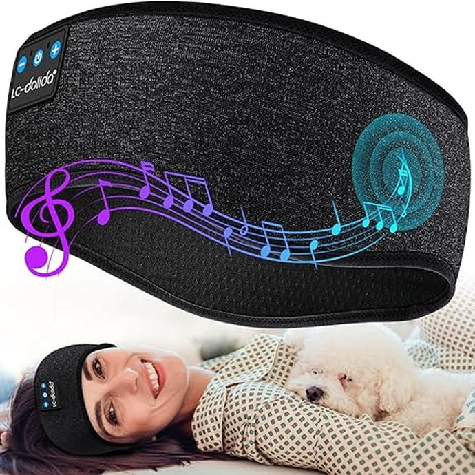 LC-dolida Sleep Headphones Bluetooth Headband, Headband Headphones Wireless Earphones Hi-Fi Music Sleep Headband Earbuds, Sleeping Ear Muffs Sleep Mask Headphones Gifts for Men Women Kids Teens