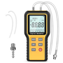 Load image into Gallery viewer, Manometer, Professional Air Pressure Meter, Dual-Port HVAC Digital Manometer Gas Pressure Tester,12 Selectable Units Differential Pressure Gauge
