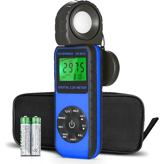 Illuminance Light Meter, Digital Lux Foot Candles Meter 0.1~400,000 Lux (0.1~40,000 FC) with 270º Rotatable Detector, Lumen Meter Luxmeter for Indoor Outdoor 881D