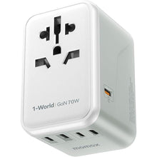 Load image into Gallery viewer, MOMAX Universal Travel Adapter, 70W GaN International Power Adapter, 3 USB-C &amp; 2 USB-A, Worldwide Travel Plug Adapter, International Power Adapter for Most Europe, USA Japan, Australia (Type C/A/G/I)
