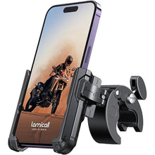 Load image into Gallery viewer, Lamicall Motorcycle Phone Mount Holder - [Camera Friendly] [1s Lock] Bike Phone Holder Handlebar Clamp, Bicycle Scooter Phone Clip, for iPhone 16 Pro Max, 15 14 13 Mini, 2.4~3.54" Wide Phones, Black

