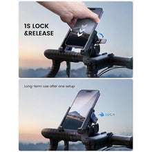 Load image into Gallery viewer, Lamicall Motorcycle Phone Mount Holder - [Camera Friendly] [1s Lock] Bike Phone Holder Handlebar Clamp, Bicycle Scooter Phone Clip, for iPhone 16 Pro Max, 15 14 13 Mini, 2.4~3.54" Wide Phones, Black
