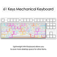 Load image into Gallery viewer, abucow Mechanical Keyboard Wired 60% Gaming Keyboard with 18 Style Colorful RGB Backlit Custom 63 Swappable keycaps (White&amp;RGB)
