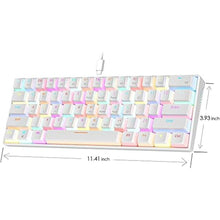 Load image into Gallery viewer, abucow Mechanical Keyboard Wired 60% Gaming Keyboard with 18 Style Colorful RGB Backlit Custom 63 Swappable keycaps (White&amp;RGB)
