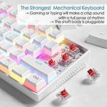 Load image into Gallery viewer, abucow Mechanical Keyboard Wired 60% Gaming Keyboard with 18 Style Colorful RGB Backlit Custom 63 Swappable keycaps (White&amp;RGB)
