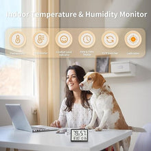 Load image into Gallery viewer, DOOMAY Room Thermometer Indoor - Hygrometer Temperature and Humidity Monitor with High Accuracy Sensor LCD Display Large Display Date Clock for Kitchen Baby Room Office (Black)

