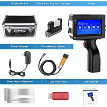 Load image into Gallery viewer, Handheld Inkjet Printer JS12H1, Handheld Inkjet Printer Gun with Quick-Drying Ink Cartridge Date Printing Machine for Text/QR Code/Barcode/Batch Number/Label Handheld Printer for Any Surface
