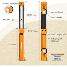 Load image into Gallery viewer, EverBrite 1000LM LED Work Light, Rechargeable Work Light for Mechanics with Dual Magnetic Bases&amp;Hanging Hooks, 4 Lighting Modes, USB C Cable, for Car Repairing, Working, and Hurricane, Pack of 1

