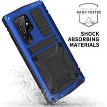 Load image into Gallery viewer, Metal Case for Samsung S23 Aluminum Military Grade Armor Rugged Case with Metal Stand Screen Protector Drop Tested Shockproof Full Cover case for Samsung S23 (Blue)
