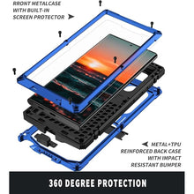 Load image into Gallery viewer, Metal Case for Samsung S23 Aluminum Military Grade Armor Rugged Case with Metal Stand Screen Protector Drop Tested Shockproof Full Cover case for Samsung S23 (Blue)
