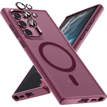 Load image into Gallery viewer, Translucent Matte for Samsung Galaxy S22 Ultra Case, Magnetic Compatible with MagSafe, Slim Thin Cover with Camera Lens Protector Shockproof Phone Shell, Burgundy
