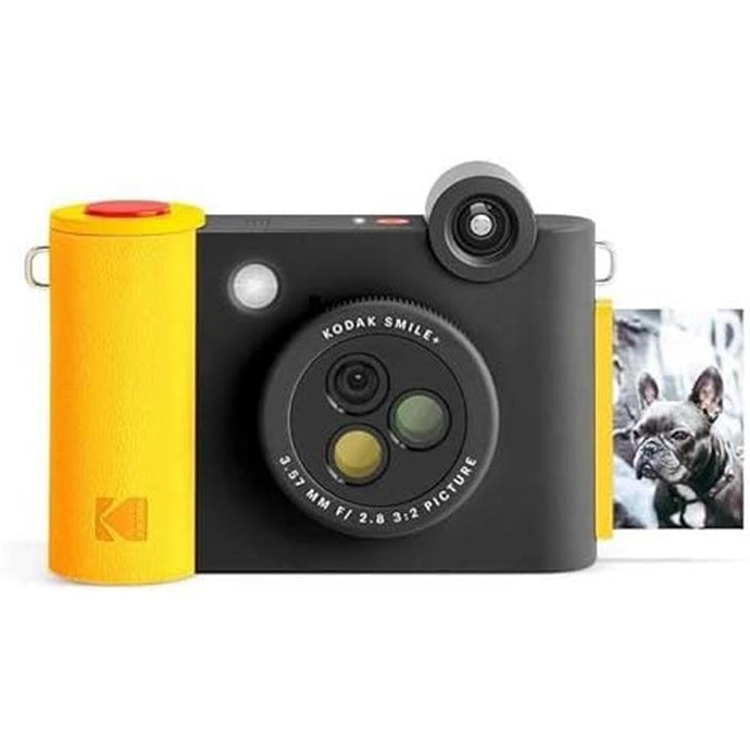 KODAK Smile+ 2-in-1 Digital Instant Print Camera & Wireless Bluetooth Photo Printer - 10MP, Special-Effect Rotating Lens, Zink 2x3” Sticky-Back Photos, Print via Fun App from Smart Devices - Black