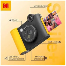 Load image into Gallery viewer, KODAK Smile+ 2-in-1 Digital Instant Print Camera &amp; Wireless Bluetooth Photo Printer - 10MP, Special-Effect Rotating Lens, Zink 2x3” Sticky-Back Photos, Print via Fun App from Smart Devices - Black
