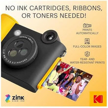 Load image into Gallery viewer, KODAK Smile+ 2-in-1 Digital Instant Print Camera &amp; Wireless Bluetooth Photo Printer - 10MP, Special-Effect Rotating Lens, Zink 2x3” Sticky-Back Photos, Print via Fun App from Smart Devices - Black

