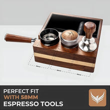 Load image into Gallery viewer, Espresso Knock Box and Tamping Station 58mm Espresso Accessories Organizer Box
