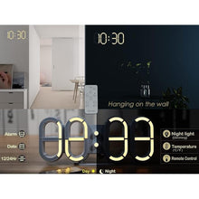 Load image into Gallery viewer, KOSUMOSU Digital Clock 3D Led Wall Clock 9.7" Desk Clock Led Clock for Living Room Bedroom,Remote Control 12/24H Temperature Nightlight Large Display
