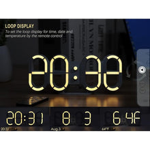 Load image into Gallery viewer, KOSUMOSU Digital Clock 3D Led Wall Clock 9.7" Desk Clock Led Clock for Living Room Bedroom,Remote Control 12/24H Temperature Nightlight Large Display
