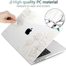 Load image into Gallery viewer, TWOLSKOO Compatible with M4 MacBook Pro 14 inch Case 2024-2021 Release Chip Models M4 M3 M2 M1 Pro Max, Plastic Hard Shell &amp; Keyboard Cover &amp; Trackpad Film &amp; Screen Protector, Golden Floral
