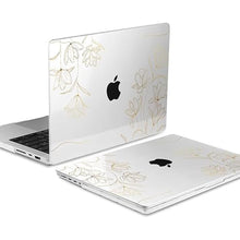 Load image into Gallery viewer, TWOLSKOO Compatible with M4 MacBook Pro 14 inch Case 2024-2021 Release Chip Models M4 M3 M2 M1 Pro Max, Plastic Hard Shell &amp; Keyboard Cover &amp; Trackpad Film &amp; Screen Protector, Golden Floral
