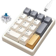 Load image into Gallery viewer, Mechanical Number Pad,Hot Swappable Numpad Wired USB 17 Keys Keypad White Backlit Numeric Keypad with PBT Keycaps for Laptop PC Compact Keyboards(Retro Beige, Blue Switch)
