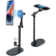 Load image into Gallery viewer, JJC Strong Magnetic Phone Desk Stand Compatible with MagSafe for iPhone 16, 15, 14, 13, 12 Pro Max Plus, MagSafe Case &amp; All Smartphones, Height &amp; Angle Adjustable iPhone Stand with Remote Control
