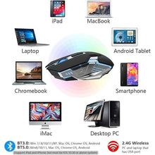 Load image into Gallery viewer, Bluetooth Mouse Wireless Gaming Mice, RGB Rechargeable Multi Device Mouse, Quiet Click, 7-Color Backlit, LED Light up Computer Mice for Laptop PC iPad Tablet MacBook Chromebook Office Games - Black
