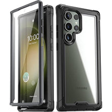 Load image into Gallery viewer, Poetic Guardian Case Compatible with Galaxy S23 Ultra 5G 6.8 inch, Built-in Screen Protector Work with Fingerprint ID, Full Body Hybrid Shockproof Protective Rugged Clear Cover Case, Black/Clear
