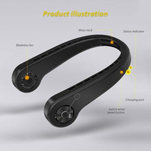 Load image into Gallery viewer, Portable Neck Fan, bladeless neck fan,for Indoor Outdoor Travelling,USB Rechargeable Personal Fan, Rechargeable, Headphone Design,3 Speeds Operated Adjustable,neck fans for women
