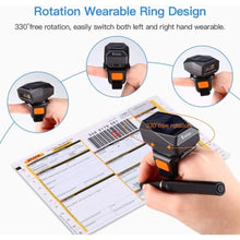 Load image into Gallery viewer, Eyoyo Mini 3-in-1 Finger Ring Barcode Scanner, 2D Wearable USB Wired &amp; 2.4G Wireless &amp; Bluetooth Scanner, Image 1D QR Bar Code Reader PDF417 Data Matrix Screen Scan for PC, Smartphone, iPad
