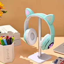 Load image into Gallery viewer, Bluetooth Headphones for Kids, Cute Ear Cat Ear LED Light Up Foldable Headphones Stereo Over Ear with Microphone/TF Card Wireless Headphone for iPhone/iPad/Smartphone/Laptop/PC/TV (Green)
