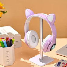 Load image into Gallery viewer, Bluetooth Noise Cancelling Headphones for Kids,Foldable Cat Headphone with LED Light Up Ear,Cat Ear Headphones for Toddler with Microphone/TF Card,Kids Bluetooth Headphones for ipad
