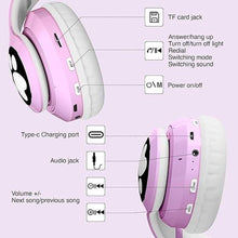 Load image into Gallery viewer, Bluetooth Noise Cancelling Headphones for Kids,Foldable Cat Headphone with LED Light Up Ear,Cat Ear Headphones for Toddler with Microphone/TF Card,Kids Bluetooth Headphones for ipad
