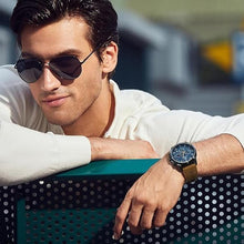 Load image into Gallery viewer, BENYAR Mens Watches Chronograph Analog Quartz Watch Silver Black Stainless Steel Watch for Men Stylish Business Sports Waterproof Wristwatch Elegant Gift Brown Leather Strap
