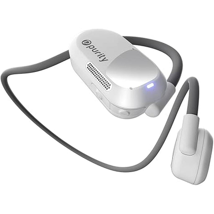 Purity Air Open Ear Headphones - True Air Conduction Wireless Bluetooth Open Ear Earbuds with Dual Mic for iPhone/Android - Secured Long Wearing Comfort, Sports Sweat Resistant (White/Grey)