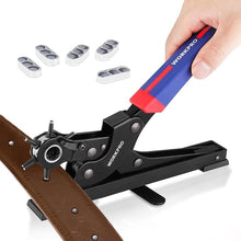 Load image into Gallery viewer, WORKPRO Desktop Leather Hole Punch Set, Rotary Belt Hole Puncher for Leather, 6 Punch Sizes, Heavy Duty Leather Hole Punch Tool for Leather Belts, Dog Collars, Watch Band, Saddles, Shoes, Home DIY
